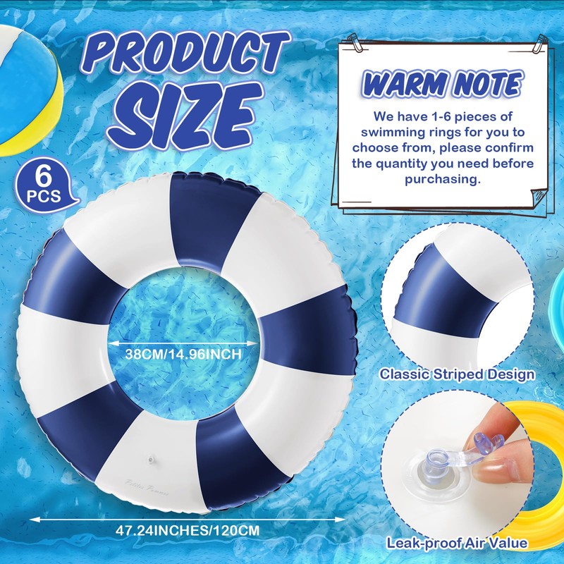 Arrowbash Jumbo Inflatable Pool Float 47.24 Inch Floaties Pool Tubes
