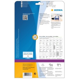 HERMA 4353 Disketten Etiketten 3,5 Zoll, 25 Blatt, 70 x 50,8 mm, 10 pro A4 Bogen, 250 Stück, selbstklebend, bedruckbar, matt, blanko Papier ZIP-Disk Klebeetiketten Aufkleber, weiß
