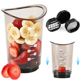Fruits Slicer Cup,Fruit Slicing Cup with Removable Blade-Strawberry, Banana, Cucumber, Egg, Onion Slices with Push Plate,Rapid & Safe Slicing Kitchen Gadgets