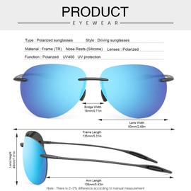 YIMI Mens Sunglasses Polarized Frameless z87 Safety Sun Glasses For Women UV400 Lightweight Anti-Glare Mirror Sunglasses