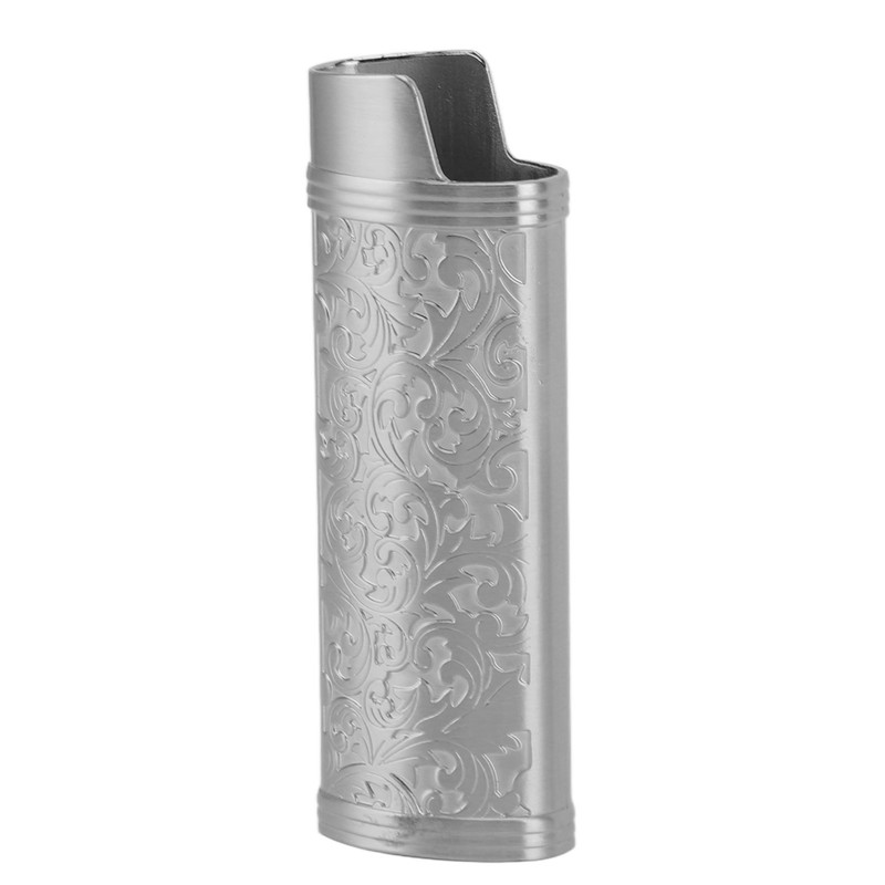 2 Pcs Lighter Case Zinc Alloy Vintage Floral Stamped Classical