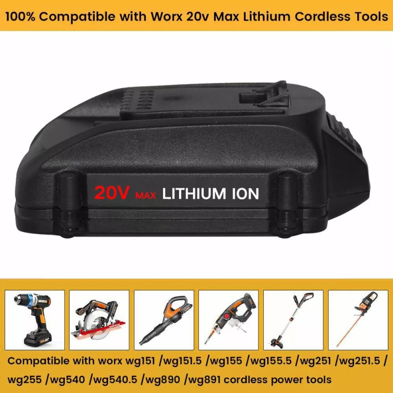 For worx (2pack) For WORX MAX Extend Lithium Battery 20