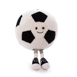 OSOCU Soccer Ball Plush with Cute Smiling Face & Embroidered Feet - Cute Soccer Stuffed Animal with Eyes & Suture Feet - Game Decoration Throw Pillow