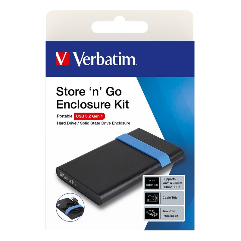Verbatim Store'n'Go Enclosure Kit 2.5" USB 3.2 Gen1, Black