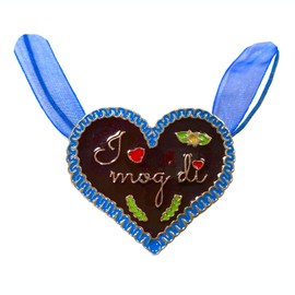 BF Souvenirs Costume Necklace in Gingerbread Heart Design – Heart Oktoberfest Fancy Dress Costume Carnival Love Birthday Wedding Hen Party, I Mog Di in Blue, Unit size