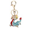 Dragon Rhinestone Keyring, Gold Sparkling Charm Keyring, blue