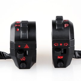 Qiilu Indicator Switch Motorcycle, Motorcycle Handlebar Horn High/Low Beam Indicator Switch Control Left Right Side
