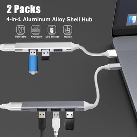 USB Hub 4 Ports,USB C Hub, with 3 Adapters