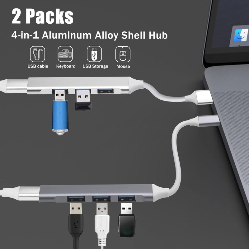 USB Hub 4 Ports,USB C Hub, with 3 Adapters