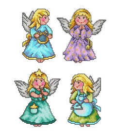 Orchidea Counted cross stitch kit with plastic canvas Angels set of 4 designs...