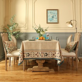 patdrea French Linen Tablecloth Soft Durable Floral Table Cloth Designer Kitchen Dining Tablecloth for Rectangular Tables for Parties Christmas 55"x 55"