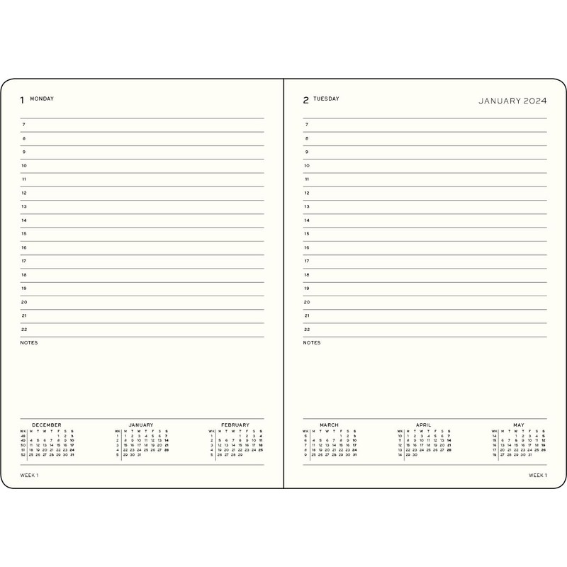 LEUCHTTURM1917 367876 Daily Planner Medium (A5) 2024, Lilac, English