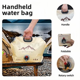 8L/281oz Outdoor Collapsible Water Jug BPA-Free w/Adjustable Faucet - Portable Leakproof Water Storage for Camping, Hiking, Travel & Emergencies (Khaki)