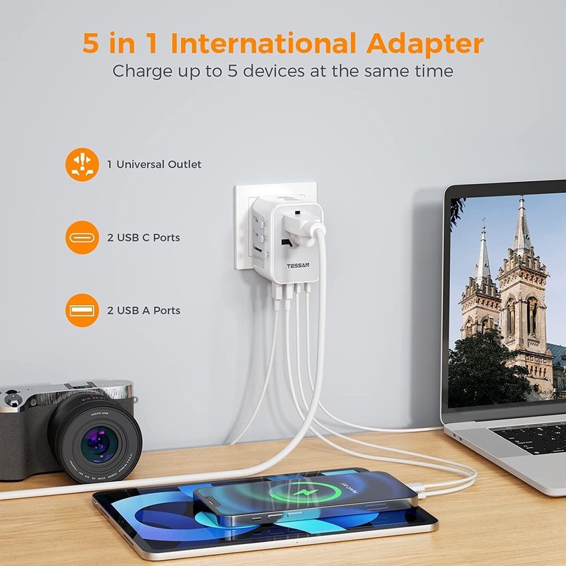 TESSAN Universal Travel Adapter International Plug Adaptor with 2 USB