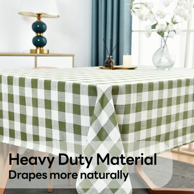Yofori Gingham Tablecloth, Heavy Duty Cotton Blend Table Cloth for