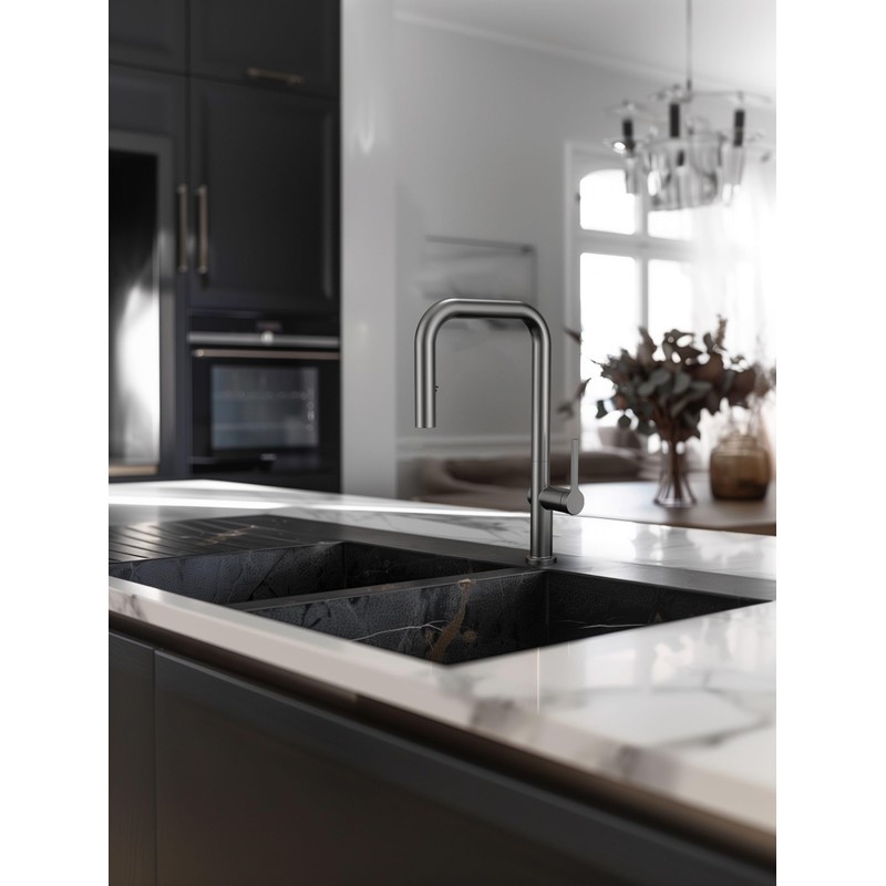 modena Azur S Chrome U Shape Pull-Down Kitchen Faucet, OB-D123-C