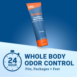 Mando Odor Shield Body Wash - 24 Hour Control - Removes Odor Better than Soap - SLS Free, Paraben Free, Skin Safe - 8.5 Ounce (Pack of 2) (Pro Sport)