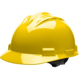 Bullard Standard Vented Low Profile Slotted Hard Hat with 4 Pt Ratchet Suspension, Yellow