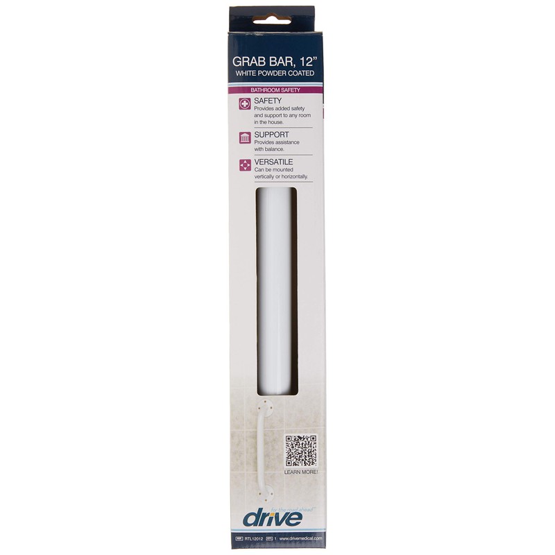 Drive Medical RTL12012 Powder-Coated Grab Bar, White, 1 Count (Pack