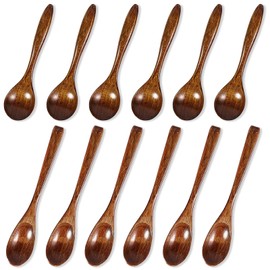 12 pcs Wooden Spoons, DaKuan 2 Style Small Wooden Spoons, Wooden Spoons for Eating, Soup, Rice, Coffee, Spices, Tea, Jam(6 inch and 5.5 inch)