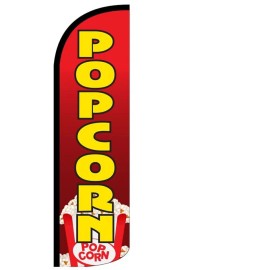 POPCORN - Windless Swooper Flag 3x11.5 ft Tall Feather Banner Sign rq