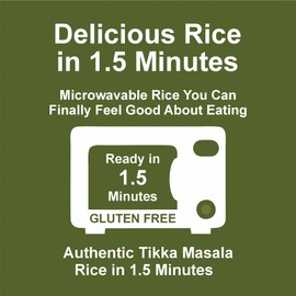 Eat Regal Ready to Eat Tikka Masala Rice, 8g Protein per Pouch, 1.5 Minutes Microwave Rice, Zero Cholesterol, Bold Indian-Inspired Flavor, Non-GMO Ingredients, Gluten-Free, Halal & Kosher, BPA-Free Pouch, 8.8 oz Pack of 6