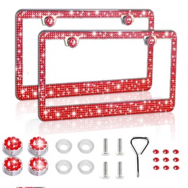 Piburth Bling Marco de matrícula de coche, cubierta de matrícula de acero inoxidable con diamantes de imitación brillantes, universal para la mayoría de los coches, SUV, vehículos con juego de