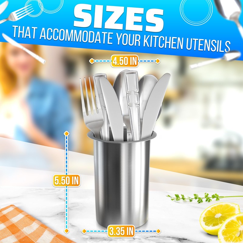 Countertop Utensil Holder Stainless Steel - 5.5 x 4.5" Stainless