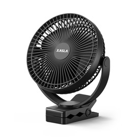 xasla 10000mAh Portable Clip on Fan, 8 inch Rechargeable Battery Operated, 24 Hours Work Time, Quiet USB 4 Speeds Personal, Ideal for Outdoor Camping Golf Cart Home Office Black
