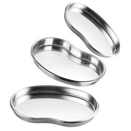 3 Pcs Stainless Steel Kidney Tray, Metal Sterilised Surgical Tray, Reusable Kidney Dish, Kidney Dish Curved Medical Tray, for Tattoo Instrument Supplies, Dentistry