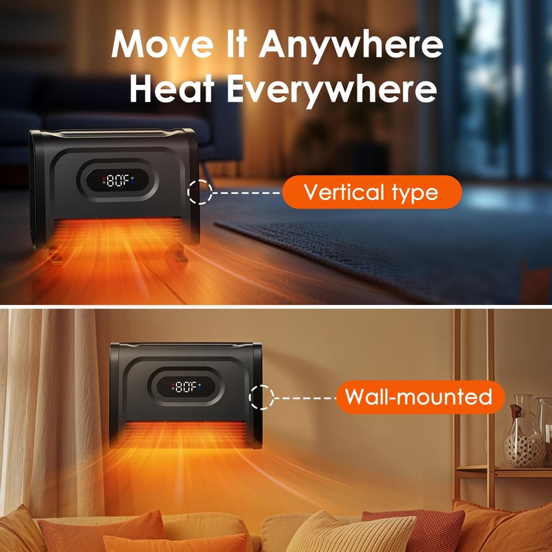 Air Choice Infrared Space Heater with Attachable Feet, 1500W Wall