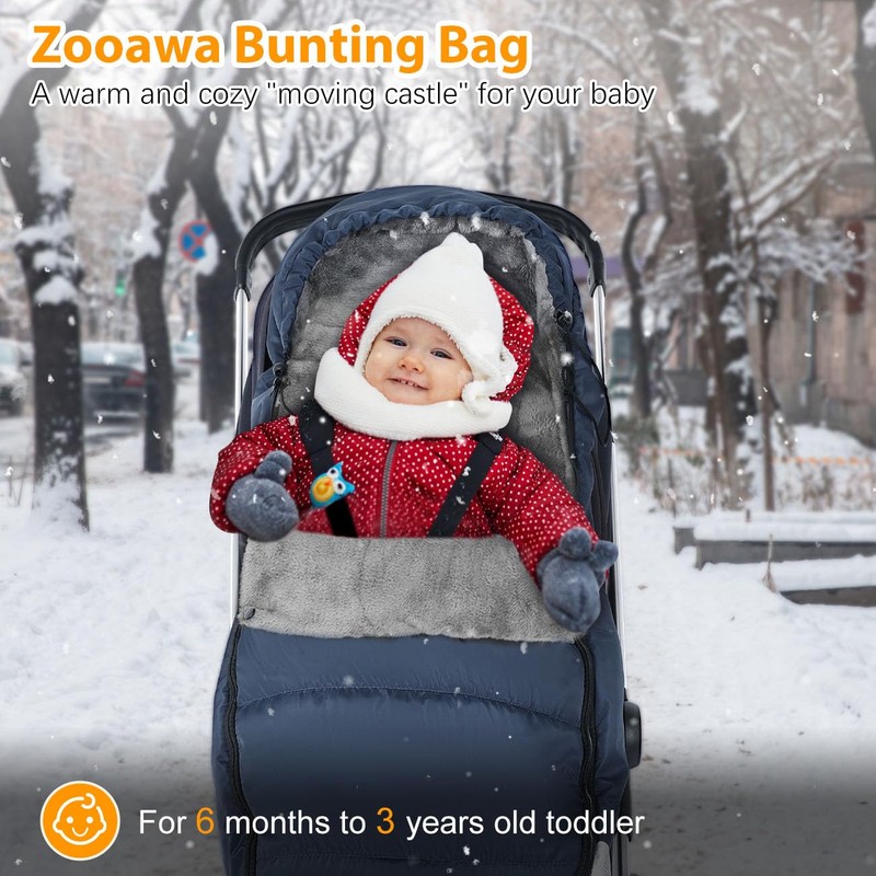 Zooawa Stroller Bunting Bag Universal, Waterproof Baby Stroller Footmuff, Christmas