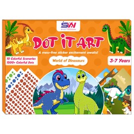 Sticky Wonders World of Dinosaurs Sticker Dot Art Activity Kit for Kids - 10 Colorful Scenes for Creative Fun, Ideal for Girls & Boys Ages 3 4 5 6 7, Mess-Free Craft Activity