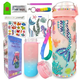 MEIYUETAOSI Decorate Your Own Water Bottle Kits for Girls, DIY Mermaid Water Bottle Decorating Kits for Girls Ages 6-12, Fun Arts and Crafts Project