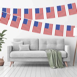 G128 American USA Bunting Banner Flag 8.2 x 5.5 Inch, Full String 33 Feet