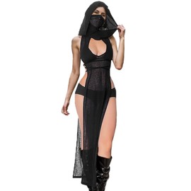 Milelook Goth Women Sheer Dress Mock Neck Sleeveless High Slit Dress Streetwear Rave Outfits