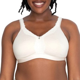 Curvy Couture Women's Plus Size Cotton Luxe Unlined Wire-Free Bra, Natural, 34DDD