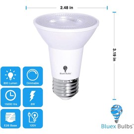 10 Pack PAR20 Outdoor LED Flood Light Bulb 8W 75 Watt Equivalent 500 Lumens Dimmable Waterproof E26 4000K Cool White LED Flood Light Bulbs for Security Spotlight Indoor Led Recessed Light Bulbs