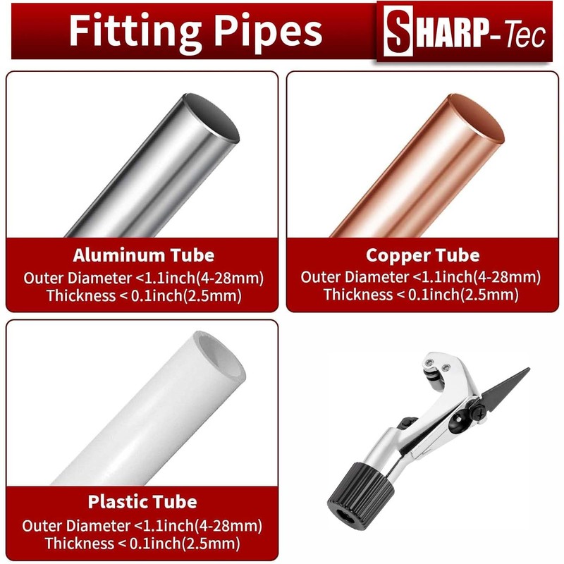 Sharp-tec 4-28mm Pipe Cutter, Adjustable Tube Cutter with Aluminum Alloy