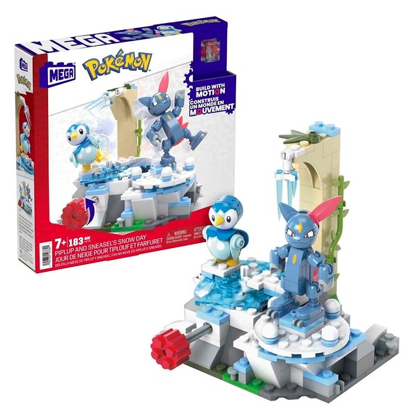MEGA Pokémon Action Figure Building Toys, Piplup and Sneasel's Snow Day With 171 Pieces and Motion, 2 Poseable Characters, For Kids