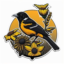 Yoonek Graphics Maryland Oriole and Black Eyed Susan Decal Sticker 1552Full Color4