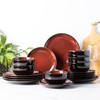 LeRatio Ceramic Dinnerware Sets for 6,Stoneware Plates and Bowls Sets,Handmade