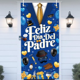 Happy Father's Day Door Cover - Inisajace Fathers Day Decorations Spanish Father's Day Large Front Door Sign Backdrop Banner Decor Feliz Día Del Padre Holiday for Home Supplies Office 3x6 Ft