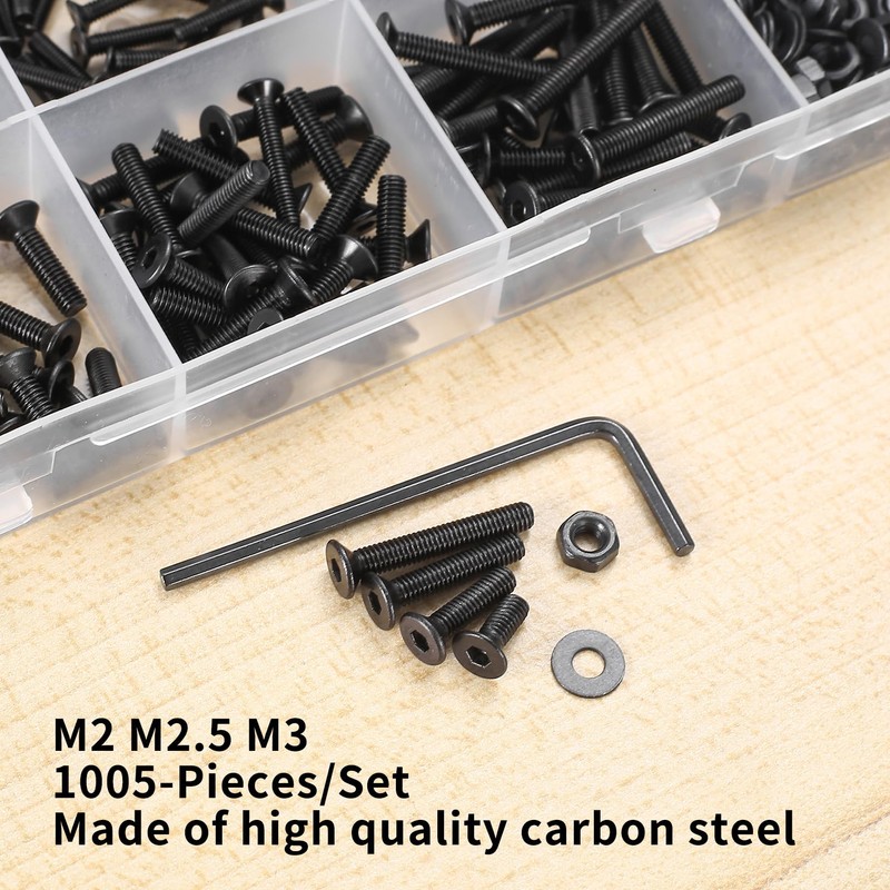 1005 Pcs Small M2 M2.5 M3 Countersunk Bolts and Nuts
