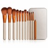 Glamza 12-Piece Make-up Brushes Set with Metal Case, Gold and