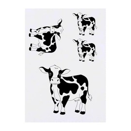 4 x 'Cute Dairy Cow' Temporary Tattoos - Water Resistant, Skin-Safe, Non-Toxic Transfers, Mixed Sizes (TO00080944)