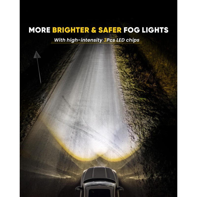 LED Fog Lights Compatible with 2013-2018 Dodge Ram 1500, 2019-2024