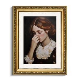 VIYYIEA Gold Framed Canvas Wall Art, Lady Bad Smell Humor Art Prints, Funny Decor for Half Bathroom Toilet Shelf, European Classical Vintage Decor, 11x14 Inch