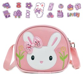 cotmcor Little Girls Purse for Kids, Cute Toddler Purse, Bunny Crossbody Bag Gift with Stickers