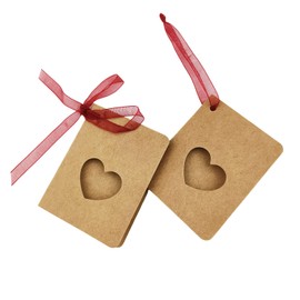 MAFELOE Kraft Paper Tags Gift Wrap Tags, DIY Crafts Tags, Blank Craft Paper Label for Arts Weddings Valentines Birthdays - Half-fold Hollow Love Heart-Shaped Tags 50Pcs with Red Ribbon 10 Meters